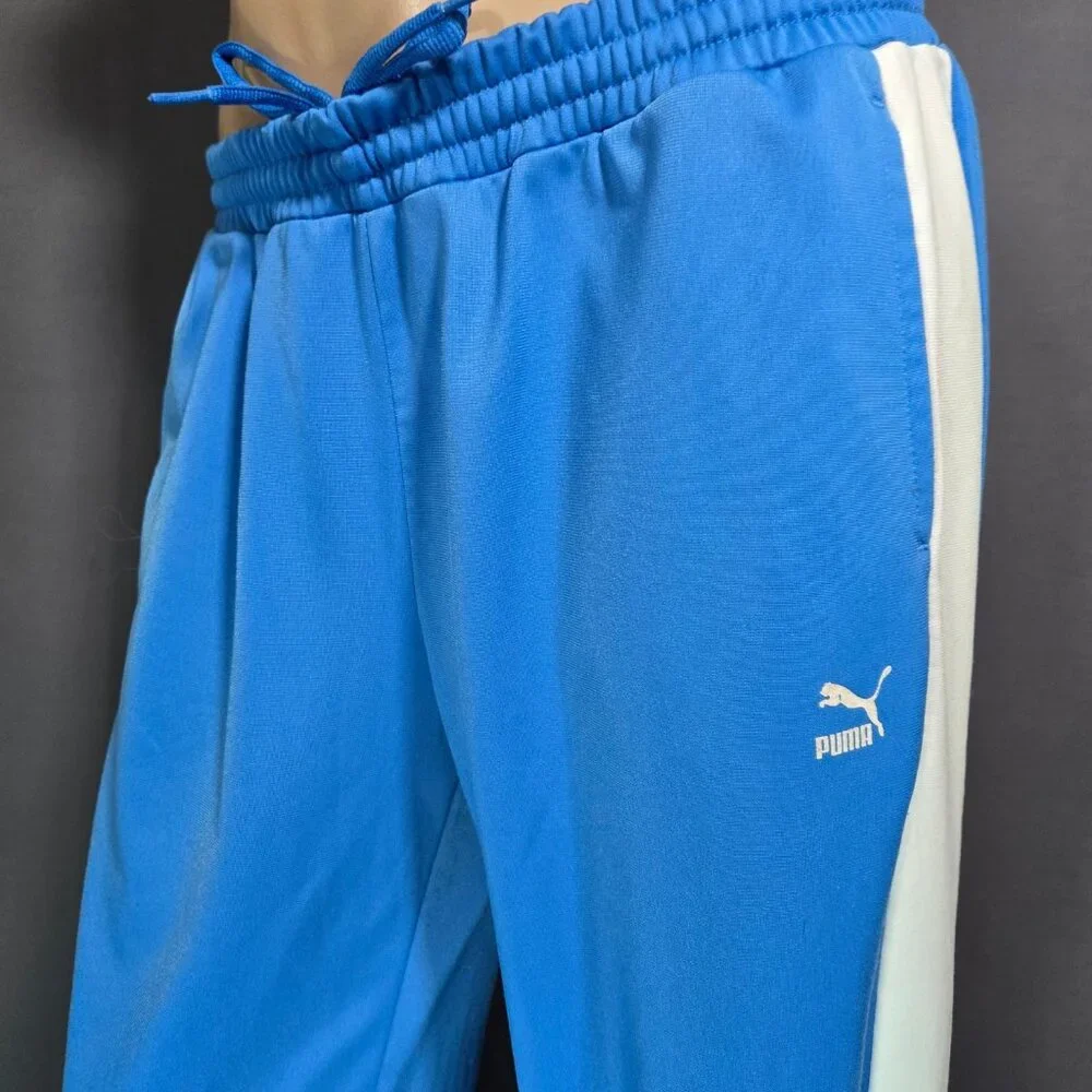 Y2K Puma Track Pants Womens XL Blue White Stripe 2000s Athleisure Activewear - Picture 3 of 12